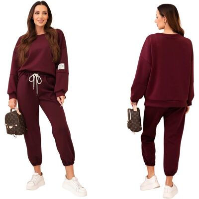 Kesi Ciemny bordowy komplet dwuczęściowy damski bluza + spodnie MASEŁKO Kesi Ciemny bordowy komplet dwuczęściowy damski bluza + spodnie MASEŁKO