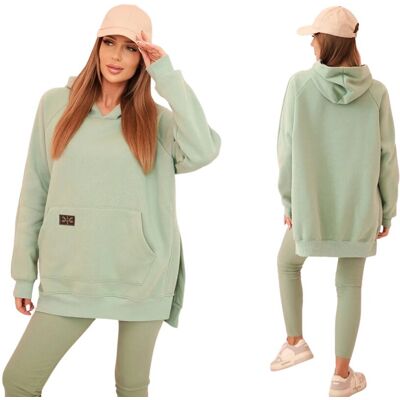 Kesi Ciemny miętowy komplet bluza oversize z kapturem + legginsy Kesi Ciemny miętowy komplet bluza oversize z kapturem + legginsy