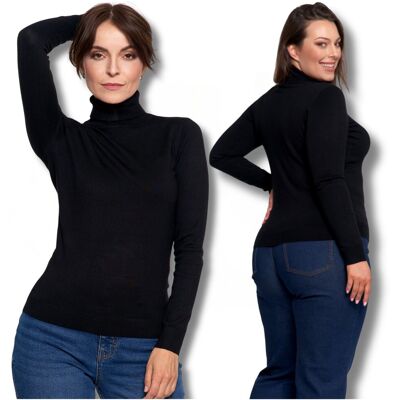 Cienki Golf Damski Elegancki Sweter Bluzka z Golfem Długi Rękaw Moraj XXL Cienki Golf Damski Elegancki Sweter Bluzka z Golfem Długi Rękaw Moraj XXL