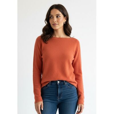 FIGL Cienki sweter damski regular fit z okrągłym dekoltem i długim rękawem - M1256, pomarańczowy, M FIGL Cienki sweter damski regular fit z okrągłym dekoltem i długim rękawem - M1256, pomarańczowy, M