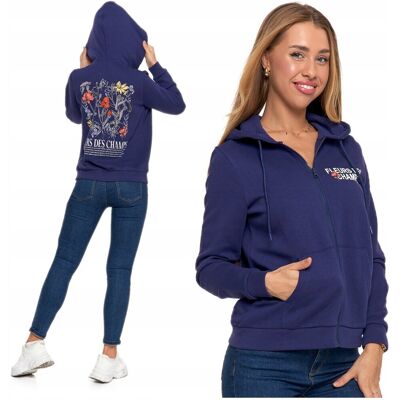 Ciepła Bluza Dresowa Damska MORAJ Z Kapturem Rozpinana Nadruk w Kwiaty XXL Ciepła Bluza Dresowa Damska MORAJ Z Kapturem Rozpinana Nadruk w Kwiaty XXL