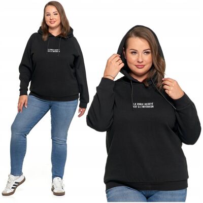 Ciepła Bluza Dresowa Damska MORAJ Z Kapturem z Haftem Gładka Klasyczna 3XL Ciepła Bluza Dresowa Damska MORAJ Z Kapturem z Haftem Gładka Klasyczna 3XL