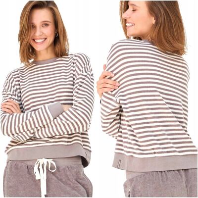 Inny producent Ciepła bluza dresowa damska w paski długi rękaw polar Naviale XL Inny producent Ciepła bluza dresowa damska w paski długi rękaw polar Naviale XL