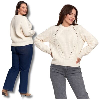 CIEPŁY SWETER DAMSKI WARKOCZOWY SPLOT ELEGANCKI KLASYCZNY MORAJ XXL/3XL CIEPŁY SWETER DAMSKI WARKOCZOWY SPLOT ELEGANCKI KLASYCZNY MORAJ XXL/3XL