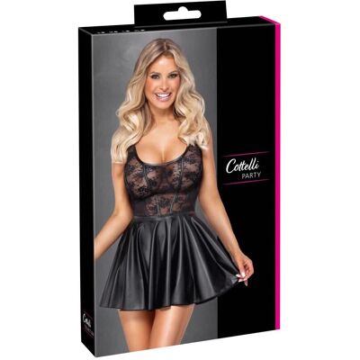 Inny producent Cottelli Collection Sukienka mini S z koronką i matową spodnicą czarna Inny producent Cottelli Collection Sukienka mini S z koronką i matową spodnicą czarna