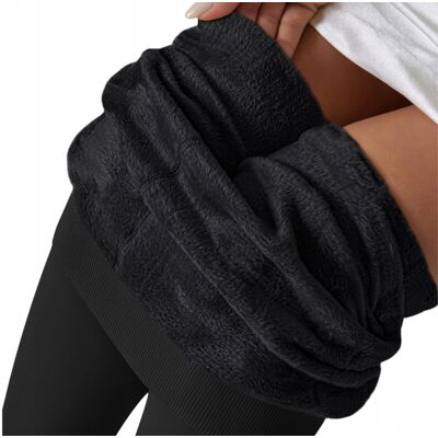 Luvu Czarne legginsy ocieplane z futerkiem - S/M Luvu Czarne legginsy ocieplane z futerkiem - S/M