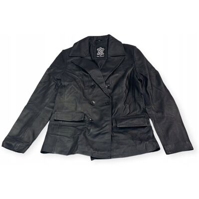 Inny producent Czarny skórzany płaszcz damski Real Leather M Inny producent Czarny skórzany płaszcz damski Real Leather M