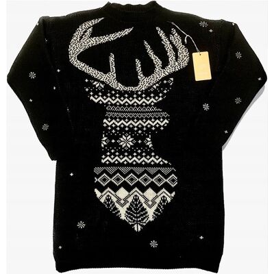Inny producent Czarny Sweter Damski Świąteczny Renifer Rozmiar Uniwersalny (S-XL ) *Italy* Inny producent Czarny Sweter Damski Świąteczny Renifer Rozmiar Uniwersalny (S-XL ) *Italy*