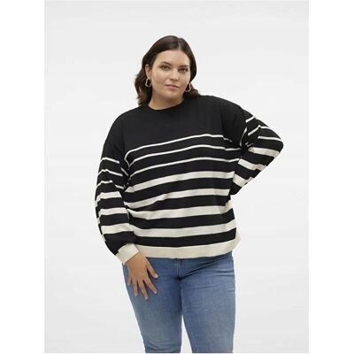 Inny producent CZARNY SWETER DAMSKI W PASKI Z DŁUGIM RĘKAWEM PLUS SIZE 48/50 5GA* Inny producent CZARNY SWETER DAMSKI W PASKI Z DŁUGIM RĘKAWEM PLUS SIZE 48/50 5GA*