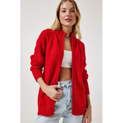 Inny producent CZERWONY SWETER DAMSKI ROZPINANY Z ŻEBROWANIEM I ZAMKIEM L/XL 5GA* Inny producent CZERWONY SWETER DAMSKI ROZPINANY Z ŻEBROWANIEM I ZAMKIEM L/XL 5GA*