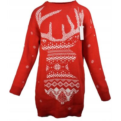 Inny producent Czerwony Sweter Damski Świąteczny Renifer Rozmiar Uniwersalny (S-XL ) Italy Inny producent Czerwony Sweter Damski Świąteczny Renifer Rozmiar Uniwersalny (S-XL ) Italy