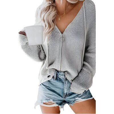 Inny producent Damska Bluza z Kapturem Kardigan Dzianina Dekold Serek Szara XL Inny producent Damska Bluza z Kapturem Kardigan Dzianina Dekold Serek Szara XL