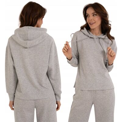 DAMSKA BLUZA Z KAPTUREM WKŁADANA PRZEZ GŁOWĘ WYGODNA MIĘKKA MORAJ XL GREY MELANGE DAMSKA BLUZA Z KAPTUREM WKŁADANA PRZEZ GŁOWĘ WYGODNA MIĘKKA MORAJ XL GREY MELANGE
