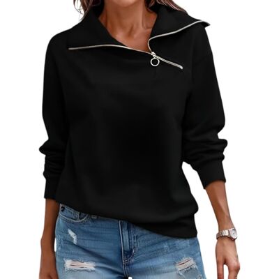 Inny producent Damska Bluza Zamek 1/4 Stylowa Modna Oversize Długi Rękaw Czarna XS Inny producent Damska Bluza Zamek 1/4 Stylowa Modna Oversize Długi Rękaw Czarna XS