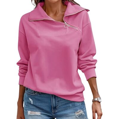 Inny producent Damska Bluza Zamek 1/4 Stylowa Modna Oversize Długi Rękaw Różowa L Inny producent Damska Bluza Zamek 1/4 Stylowa Modna Oversize Długi Rękaw Różowa L