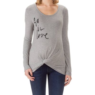 Damska bluzka ciążowa z nadrukiem szara BellyButton Maternity, r.S Damska bluzka ciążowa z nadrukiem szara BellyButton Maternity, r.S