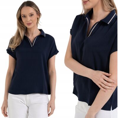 DAMSKA BLUZKA DAMSKA T-SHIRT DEKOLT POLO KOSZULKA 100% WISKOZA MORAJ XL NAVY DAMSKA BLUZKA DAMSKA T-SHIRT DEKOLT POLO KOSZULKA 100% WISKOZA MORAJ XL NAVY