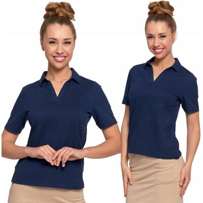 Damska Koszulka Polo T-Shirt Polówka Z Kołnierzykiem Wygodna Moraj 3Xl Navy Damska Koszulka Polo T-Shirt Polówka Z Kołnierzykiem Wygodna Moraj 3Xl Navy
