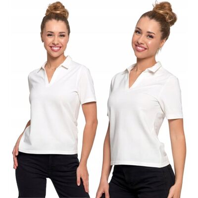 Damska Koszulka Polo T-Shirt Polówka Z Kołnierzykiem Wygodna Moraj Xl White Damska Koszulka Polo T-Shirt Polówka Z Kołnierzykiem Wygodna Moraj Xl White