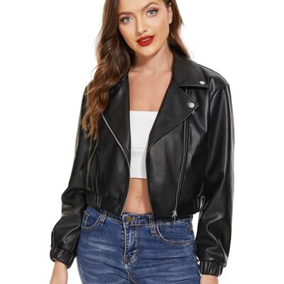 Inny producent Damska Kurtka Skórzana Biker Oversize Krótka Czarna Wyjściowa Zip-Up XL Inny producent Damska Kurtka Skórzana Biker Oversize Krótka Czarna Wyjściowa Zip-Up XL