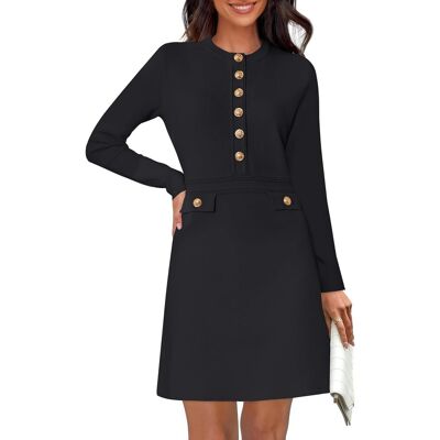 Inny producent Damska Sukienka Dzianinowa Mini Elegancka Długi Rękaw Vintage Czarna L Inny producent Damska Sukienka Dzianinowa Mini Elegancka Długi Rękaw Vintage Czarna L