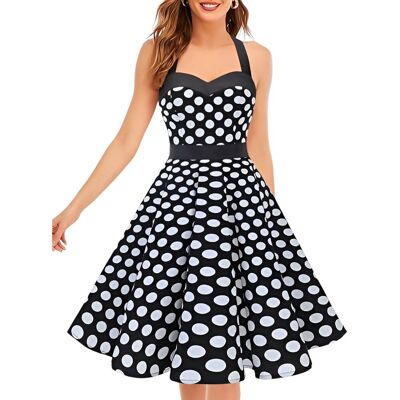 Inny producent Damska Sukienka Koktajlowa Midi Retro Lata 50 Vintage Czarna w Kropki XXL Inny producent Damska Sukienka Koktajlowa Midi Retro Lata 50 Vintage Czarna w Kropki XXL