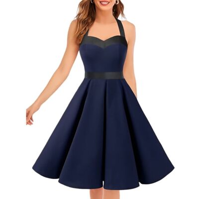 Inny producent Damska Sukienka Koktajlowa Midi Retro Lata 50 Vintage Granatowa XXL Inny producent Damska Sukienka Koktajlowa Midi Retro Lata 50 Vintage Granatowa XXL