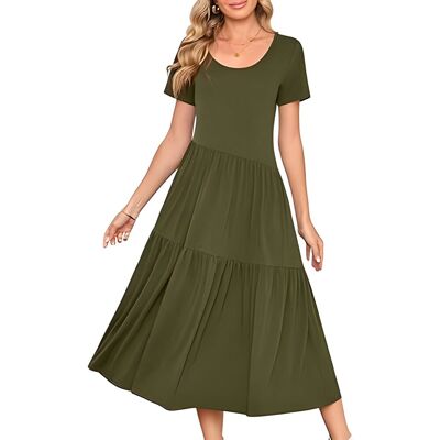 Inny producent Damska Sukienka Maxi Długa Krótki Rękaw Elegancka Stylowa Letnia Zielona M Inny producent Damska Sukienka Maxi Długa Krótki Rękaw Elegancka Stylowa Letnia Zielona M