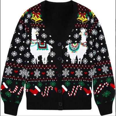 Inny producent Damski Kardigan Sweter Świąteczny Rozpinany Guziki Zabawny Alpaki Czarny L Inny producent Damski Kardigan Sweter Świąteczny Rozpinany Guziki Zabawny Alpaki Czarny L