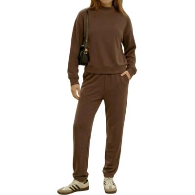 nieznany producent Damski Komplet Dresowy Premium Bluza Golfowa Spodnie Jogging Brązowy XL nieznany producent Damski Komplet Dresowy Premium Bluza Golfowa Spodnie Jogging Brązowy XL