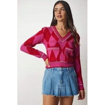 Inny producent DAMSKI KRÓTKI SWETER WZÓR GEOMETRYCZNY DEKOLT V NEONOWY S/M 5GA* Inny producent DAMSKI KRÓTKI SWETER WZÓR GEOMETRYCZNY DEKOLT V NEONOWY S/M 5GA*