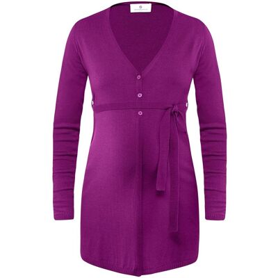 Damski sweter długi wełniany wiązany amarantowy Bellybutton Maternity, r.L Damski sweter długi wełniany wiązany amarantowy Bellybutton Maternity, r.L
