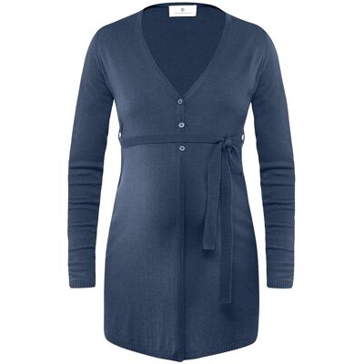 Damski sweter długi wełniany wiązany niebieski Bellybutton Maternity, r.XL Damski sweter długi wełniany wiązany niebieski Bellybutton Maternity, r.XL