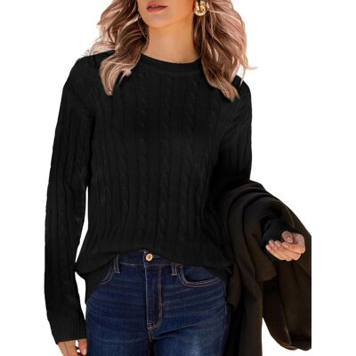 Inny producent Damski Sweter Dzianinowy Okrągły Dekolt Ciepły Elegancki Czarny XL Inny producent Damski Sweter Dzianinowy Okrągły Dekolt Ciepły Elegancki Czarny XL