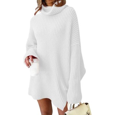 Inny producent Damski Sweter Golf Sukienka Dzianinowa Oversized Wygodny Ciepły Biały S Inny producent Damski Sweter Golf Sukienka Dzianinowa Oversized Wygodny Ciepły Biały S