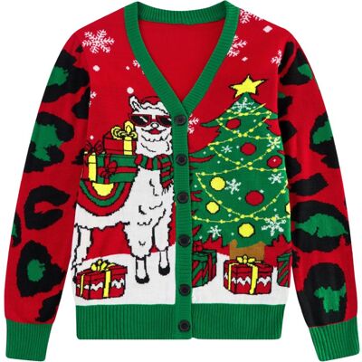 Inny producent Damski Sweter Kardigan Świąteczny Wzorzysty Rozpinany V-Neck Miękki XL Inny producent Damski Sweter Kardigan Świąteczny Wzorzysty Rozpinany V-Neck Miękki XL