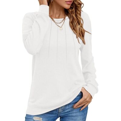 Inny producent Damski Sweter Plisowany Elegancki Okrągły Dekolt Wygodny Ciepły Biały L Inny producent Damski Sweter Plisowany Elegancki Okrągły Dekolt Wygodny Ciepły Biały L