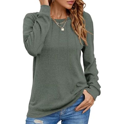Inny producent Damski Sweter Plisowany Elegancki Okrągły Dekolt Wygodny Ciepły Zielony S Inny producent Damski Sweter Plisowany Elegancki Okrągły Dekolt Wygodny Ciepły Zielony S