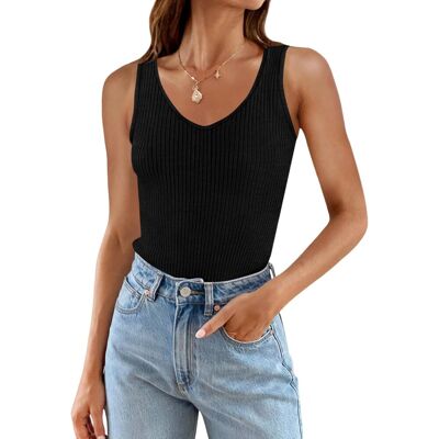 Inny producent Damski Tank Top na Ramiączka Prążkowany Sportowy Elegancki Wygodny Czarny L Inny producent Damski Tank Top na Ramiączka Prążkowany Sportowy Elegancki Wygodny Czarny L