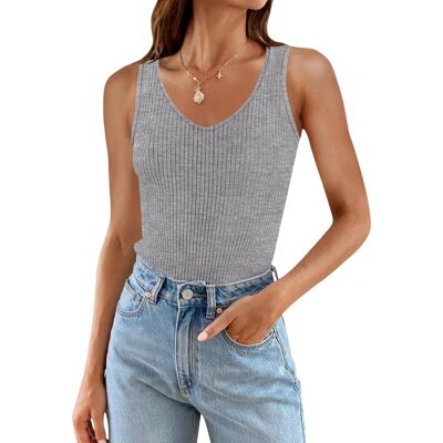 Inny producent Damski Tank Top na Ramiączka Prążkowany Sportowy Elegancki Wygodny Szary S Inny producent Damski Tank Top na Ramiączka Prążkowany Sportowy Elegancki Wygodny Szary S