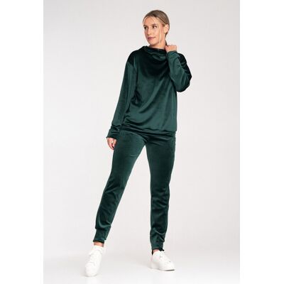 Damski welurowy komplet dresowy Figl Regular Fit bluza i spodnie na co dzień - M1287, zielony, S Damski welurowy komplet dresowy Figl Regular Fit bluza i spodnie na co dzień - M1287, zielony, S