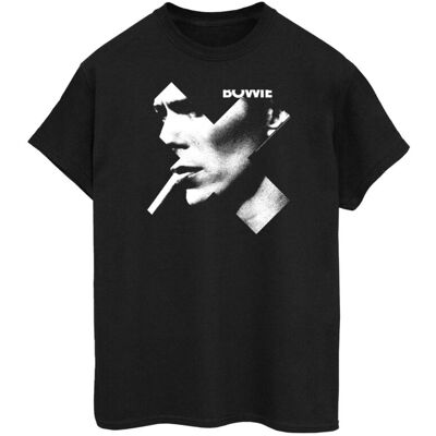 David Bowie Koszulka Damska / Damska Cross Smoke Boyfriend Fit Cotton Boyfriend T-Shirt (XXL (193cm) / Czarny) David Bowie Koszulka Damska / Damska Cross Smoke Boyfriend Fit Cotton Boyfriend T-Shirt (XXL (193cm) / Czarny)