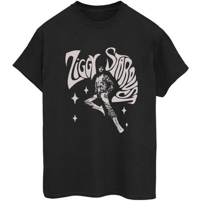 David Bowie Koszulka Damska / Damska Ziggy Pose Cotton Boyfriend T-Shirt (XXXXS / Czarny) David Bowie Koszulka Damska / Damska Ziggy Pose Cotton Boyfriend T-Shirt (XXXXS / Czarny)