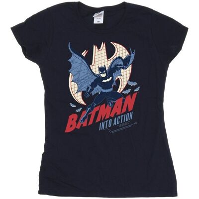 DC Comics Damska Bawełniana Koszulka Batman Into Action (L / Granatowy) DC Comics Damska Bawełniana Koszulka Batman Into Action (L / Granatowy)
