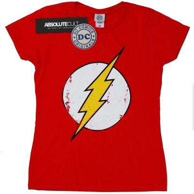 DC Comics Damska Bawełniana Koszulka Flash Z Postarzanym Logo (XXL (193cm) / Ciemnowiśniowy) DC Comics Damska Bawełniana Koszulka Flash Z Postarzanym Logo (XXL (193cm) / Ciemnowiśniowy)
