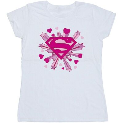 DC Comics Damska Bawełniana Koszulka Z Logo Supermana Z Różowymi Sercami I Gwiazdami (XXL (193cm) / Ciepły Biały) DC Comics Damska Bawełniana Koszulka Z Logo Supermana Z Różowymi Sercami I Gwiazdami (XXL (193cm) / Ciepły Biały)