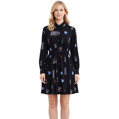 DESIGUAL SUKIENKA DAMSKA CZARNA NA GUZIKI ZE WZOREM L 1I1B DESIGUAL SUKIENKA DAMSKA CZARNA NA GUZIKI ZE WZOREM L 1I1B