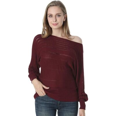 Inny producent Dilgul Sweter Damski Odkryte Ramię Bordowy Stylowy Miękki Rozmiar M Inny producent Dilgul Sweter Damski Odkryte Ramię Bordowy Stylowy Miękki Rozmiar M