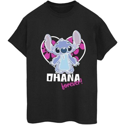 Disney Damska/ Damska Koszulka Lilo And Stitch Ohana Forever Heart Cotton Boyfriend T-Shirt (L / Czarny) Disney Damska/ Damska Koszulka Lilo And Stitch Ohana Forever Heart Cotton Boyfriend T-Shirt (L / Czarny)
