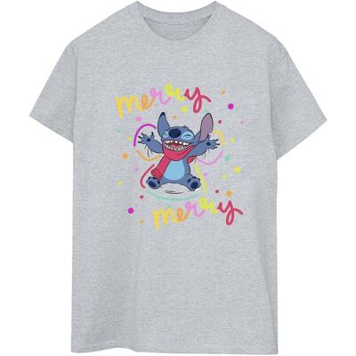 Disney Damska / Damska Koszulka Lilo & Stitch Merry Rainbow Cotton Boyfriend T-Shirt (S (52-55 Cm) / Jasnoszary) Disney Damska / Damska Koszulka Lilo & Stitch Merry Rainbow Cotton Boyfriend T-Shirt (S (52-55 Cm) / Jasnoszary)